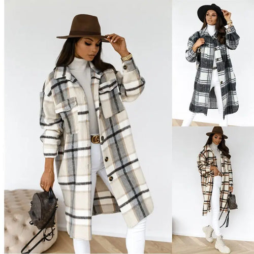 Winter Checked Jackets Coats Women Fashion