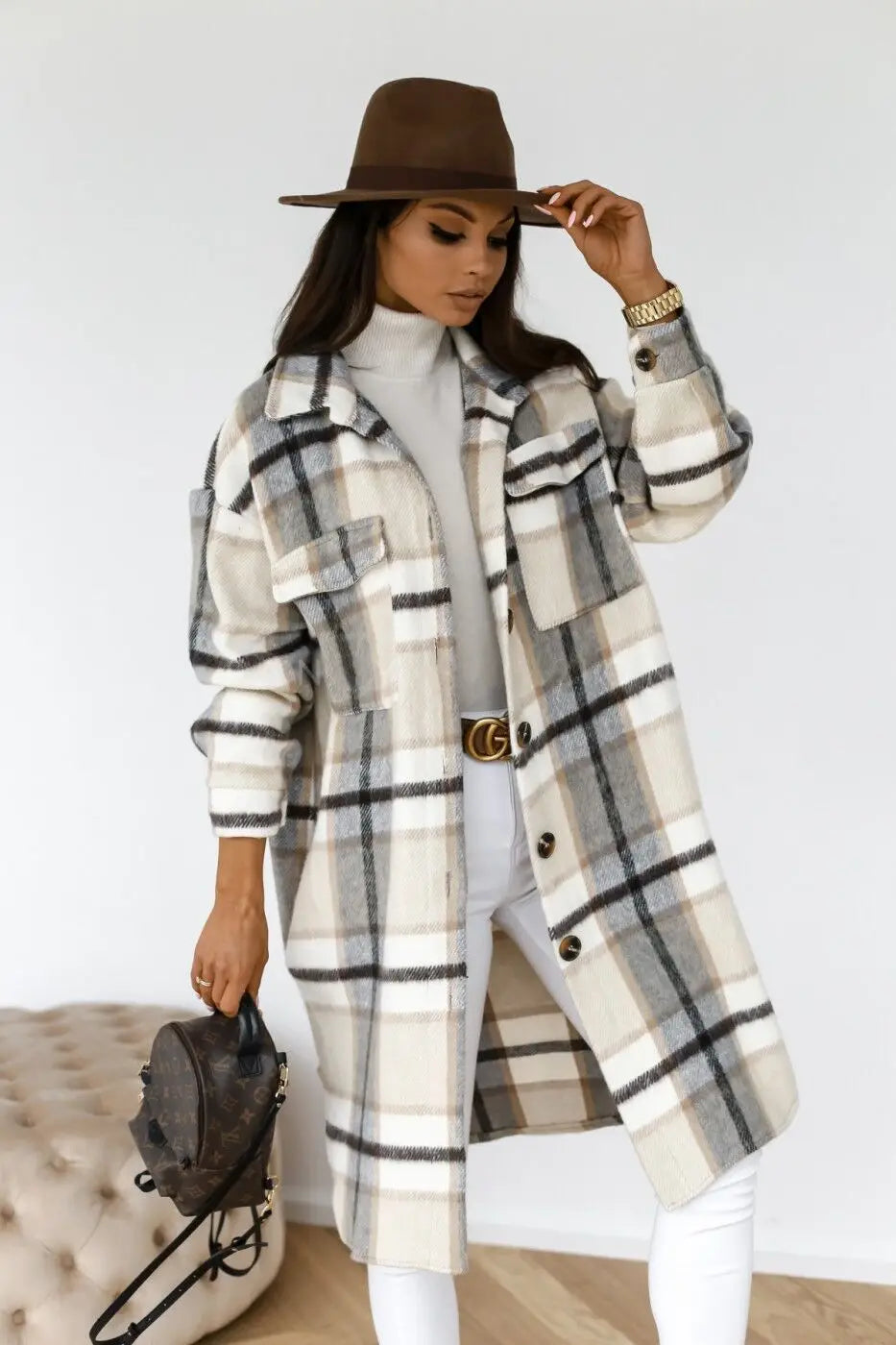 Winter Checked Jackets Coats Women Fashion