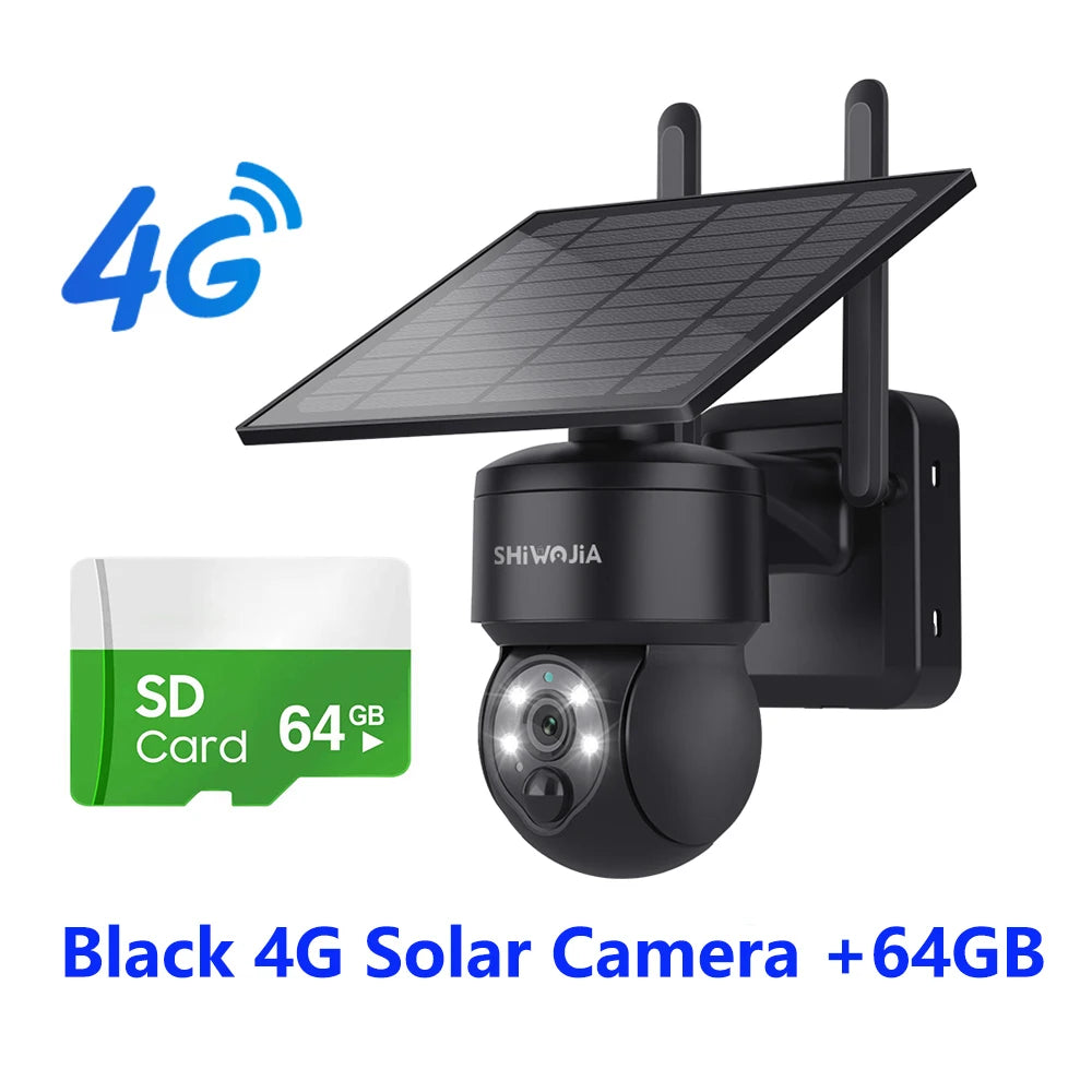 SHIWOJIA WIFI Wireless PTZ Solar Camera 4G SIM 4MP