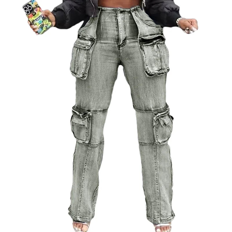 Stigende Women Cargo Denim Pants Streetwear