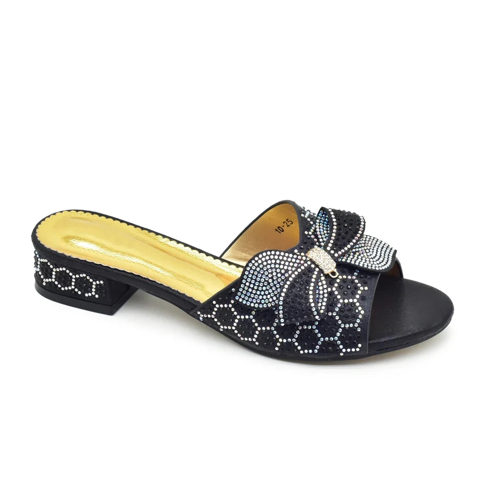 Plus Size Glitter Studs Bow-tie Round Toe Classical