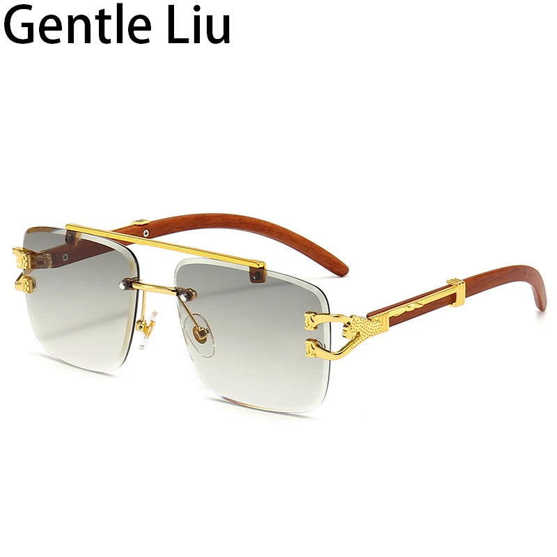 Steampunk Rimless Square Sunglasses Men