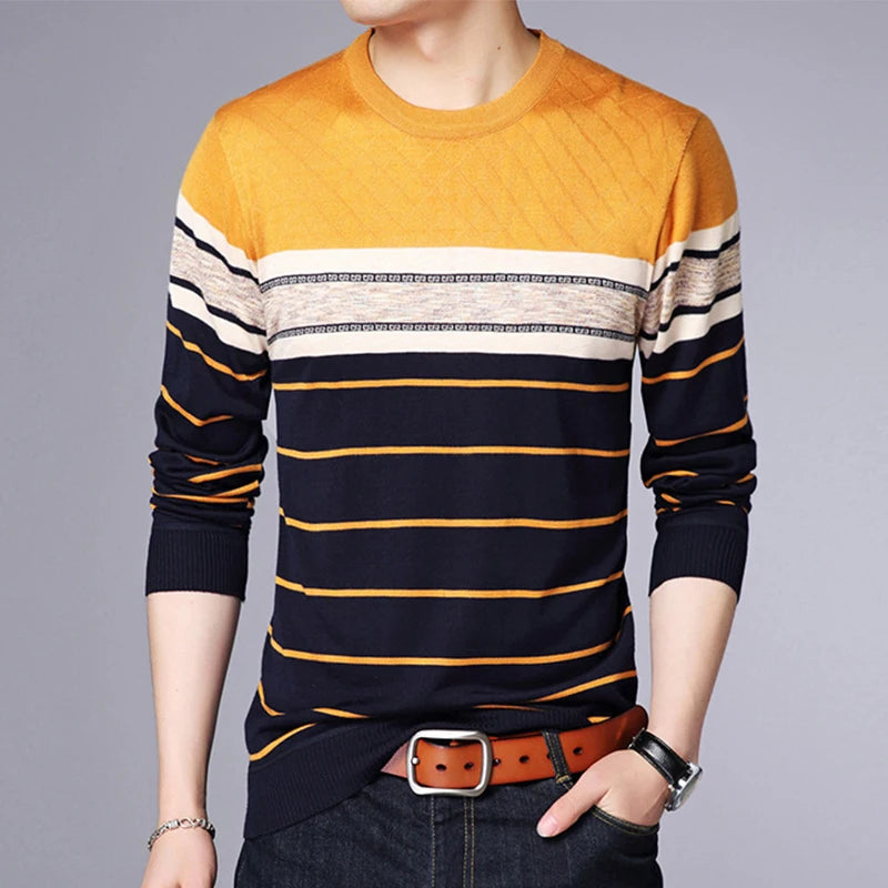 Men's Casual Striped Knit Spring and Autumn