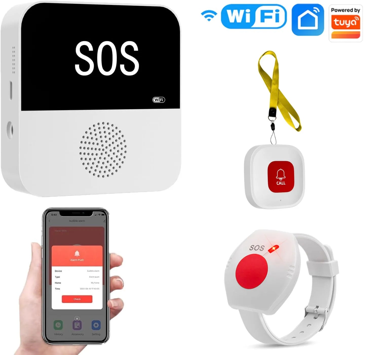 Wireless WiFi Elderly Caregiver Pager SOS Call Button