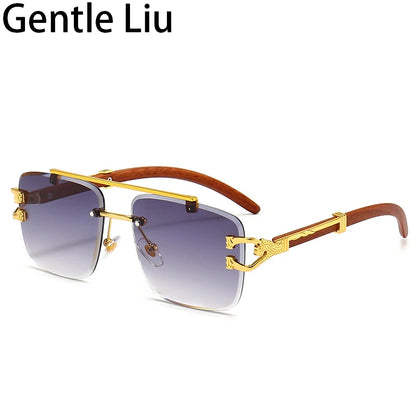 Steampunk Rimless Square Sunglasses Men