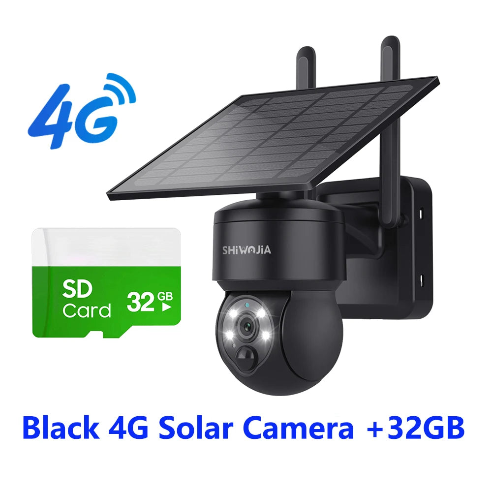 SHIWOJIA WIFI Wireless PTZ Solar Camera 4G SIM 4MP