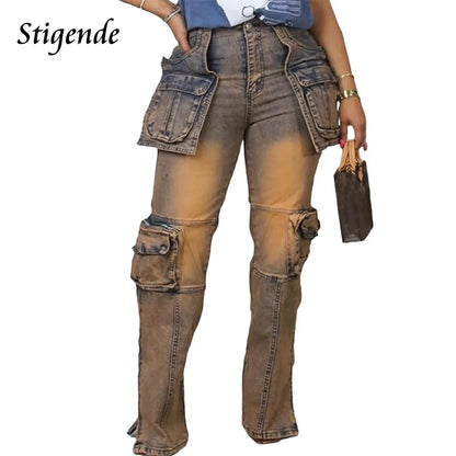 Stigende Women Cargo Denim Pants Streetwear