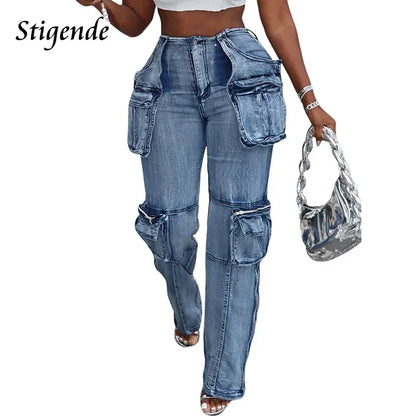 Stigende Women Cargo Denim Pants Streetwear