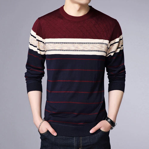 Men's Casual Striped Knit Spring and Autumn