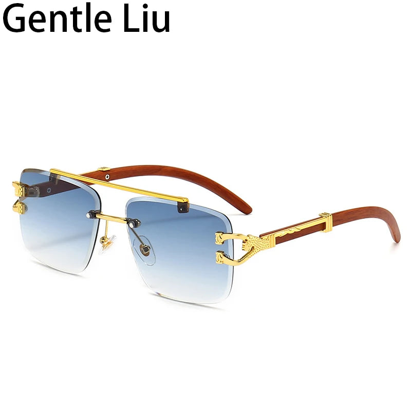 Steampunk Rimless Square Sunglasses Men