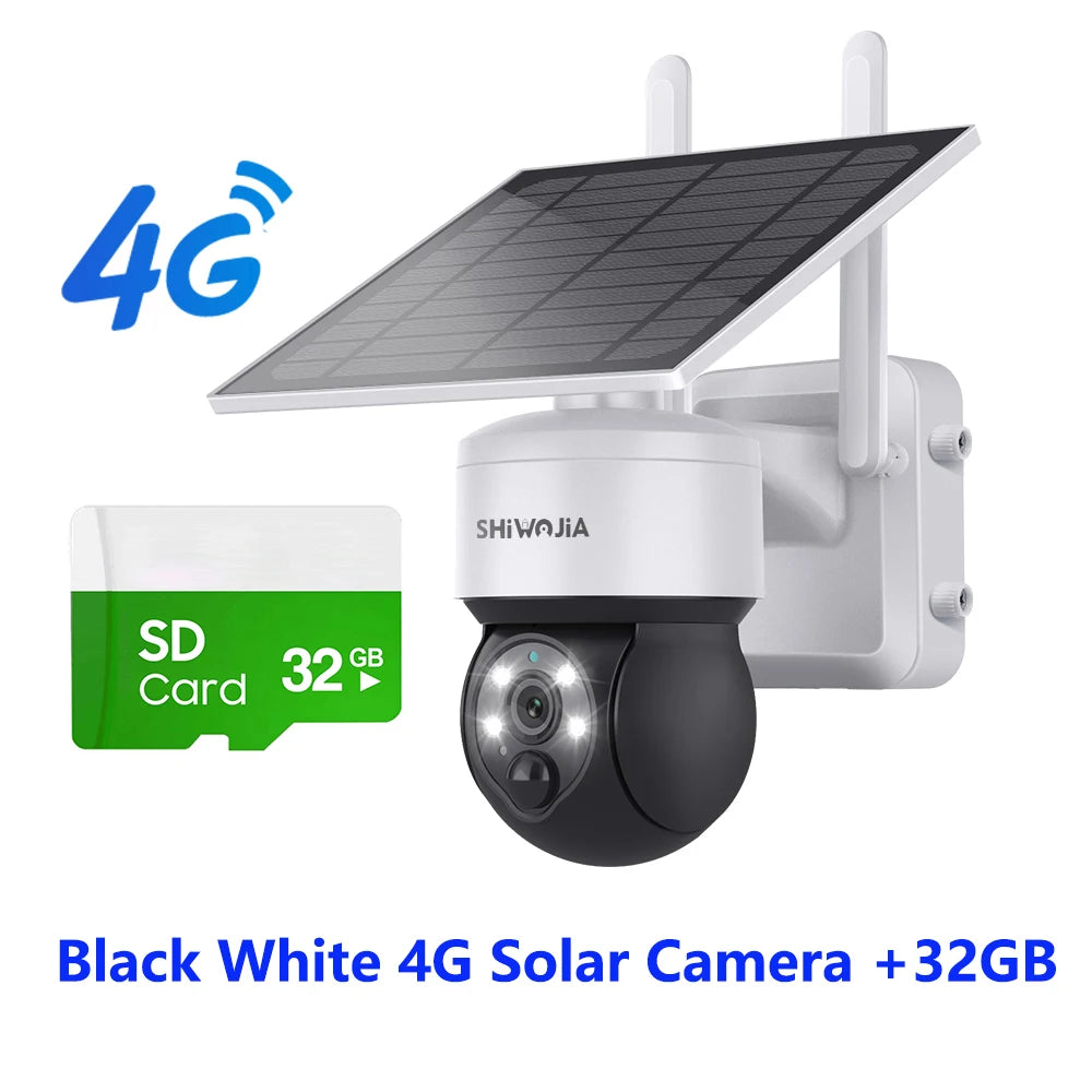 SHIWOJIA WIFI Wireless PTZ Solar Camera 4G SIM 4MP