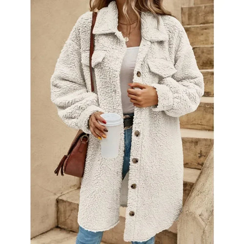 Winter Fleece Trench Jackets Women Long Sleeve