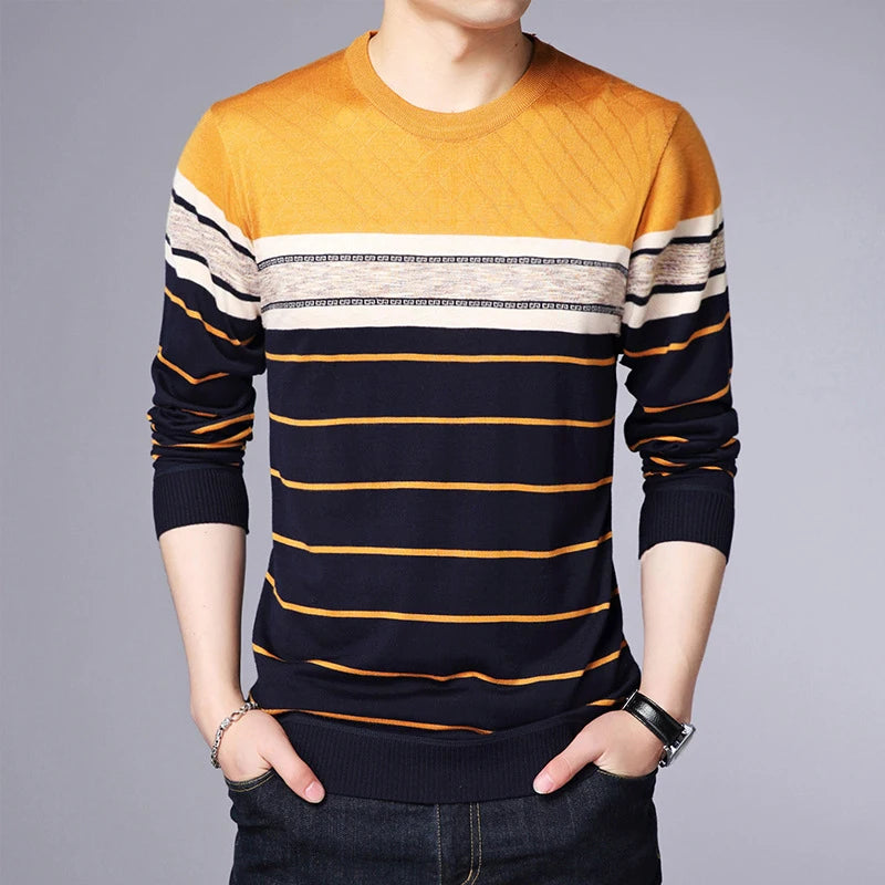 Men's Casual Striped Knit Spring and Autumn