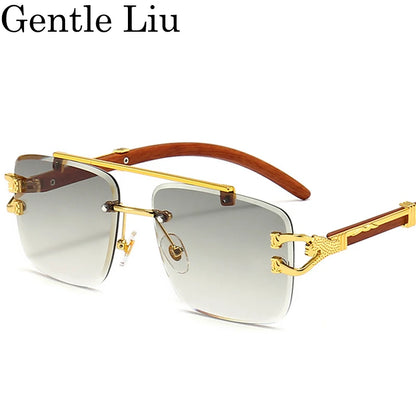 Steampunk Rimless Square Sunglasses Men