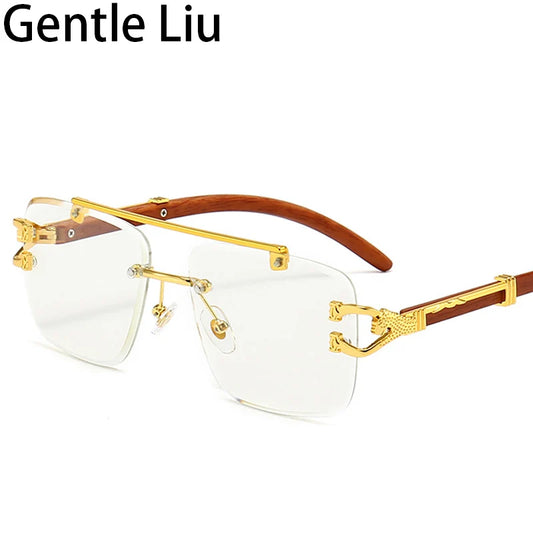 Steampunk Rimless Square Sunglasses Men