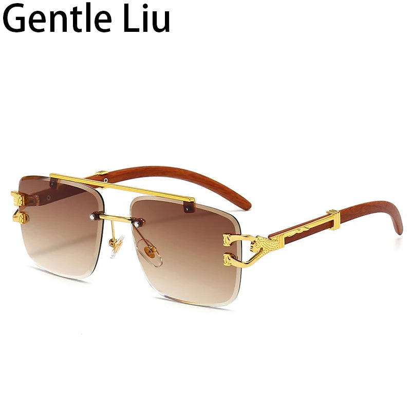 Steampunk Rimless Square Sunglasses Men