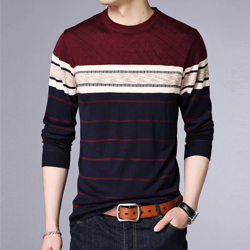 Men's Casual Striped Knit Spring and Autumn