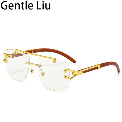 Steampunk Rimless Square Sunglasses Men