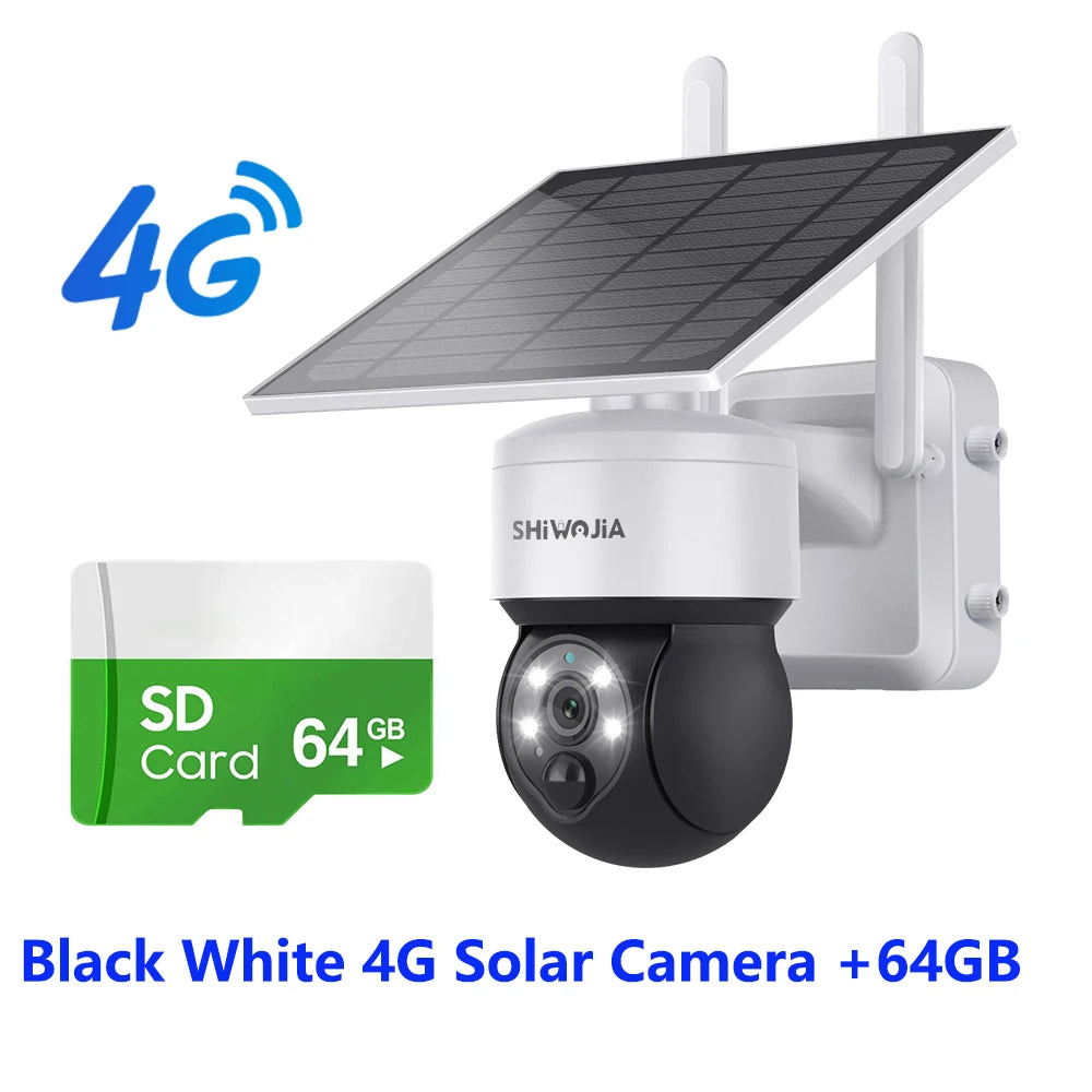 SHIWOJIA WIFI Wireless PTZ Solar Camera 4G SIM 4MP