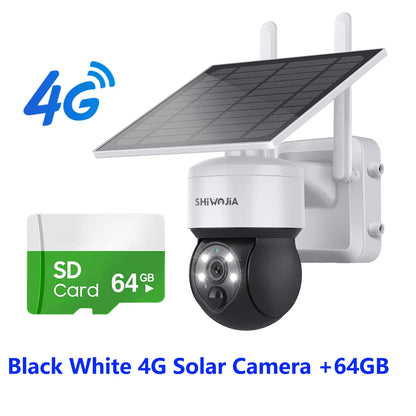 SHIWOJIA WIFI Wireless PTZ Solar Camera 4G SIM 4MP