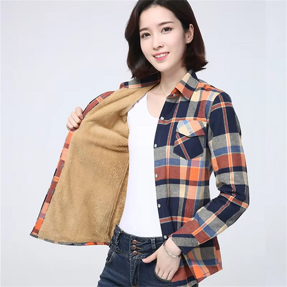 Women Autumn Winter Plaid Shirt Long Sleeve