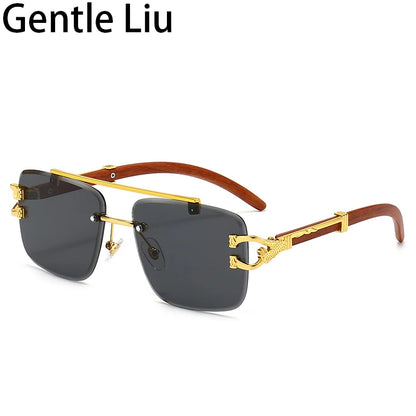 Steampunk Rimless Square Sunglasses Men